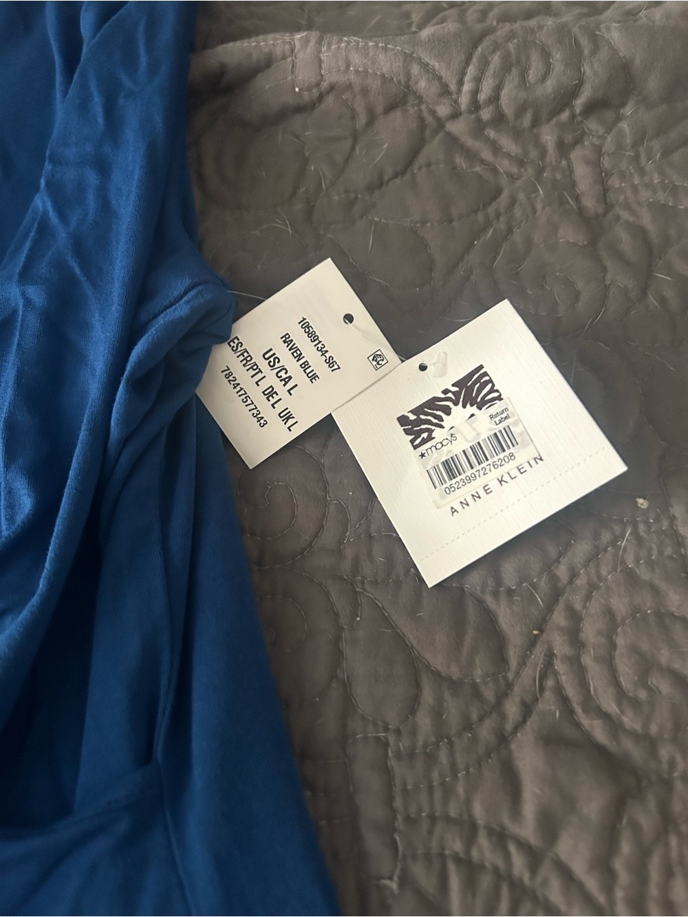 Anne Klein Blue Long-Sleeve Draped Wrap Top - Picture 4 of 4